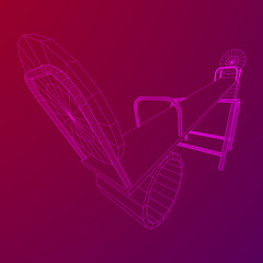 Swing on the playground vector. Seesaw or wooden balance scale. Wireframe low poly mesh vector illustration