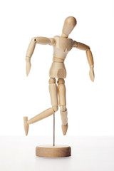 Wooden Dummy human dance isolated white.