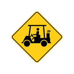 USA traffic road signs. golf carts  ahead/crossing . vector illustration
