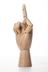 Wooden Dummy hand fuck isolated white.