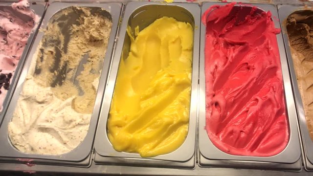 Different flavors of gelato Italian style ice cream