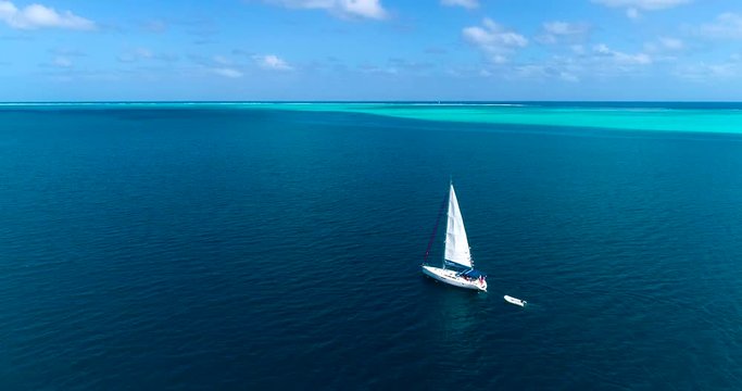  sailboat in aerial view, French Polynesia