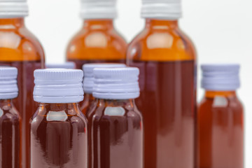 glass bottles of syrup medicine