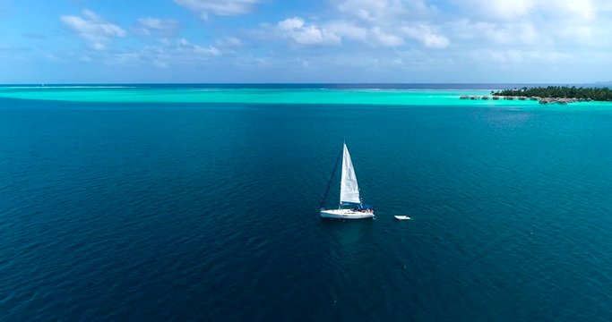  sailboat in aerial view, French Polynesia