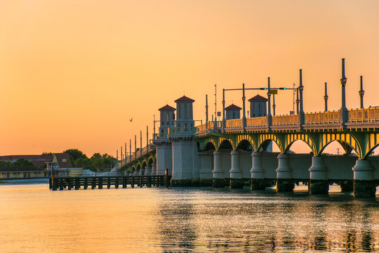 St. Augustine, Florida, FL Bridge of Lions at Sunrise