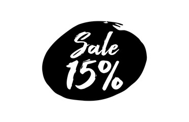 Sale 15 Percent Discount Lettering black Ink background