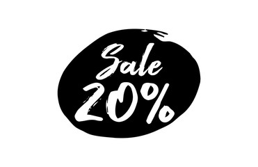 Sale 20 Percent Discount Lettering black Ink background