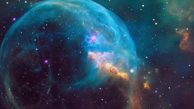 Flying through the stars towards a nebula based on a Nasa image