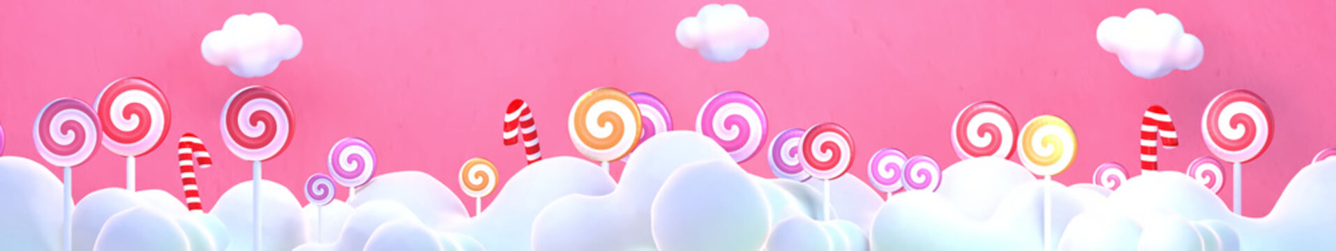 Sweet lollipop candy world. 3d rendering picture.