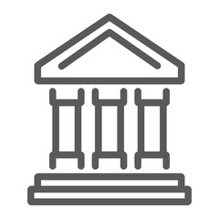 Bank building line icon, finance and banking, bank sign, vector graphics, a linear pattern on a white background, eps 10.