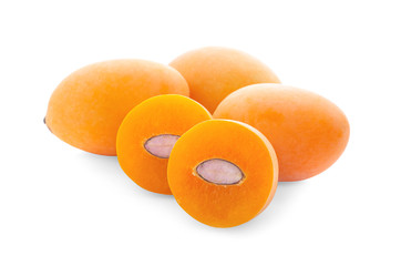 sweet Marian plum thai fruit isolated on white background (Mayongchid Maprang Marian Plum and Plum Mango,Thailand)