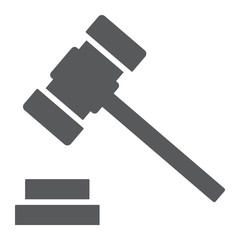 Auction hammer glyph icon, finance and banking, judge sign, vector graphics, a solid pattern on a white background, eps 10.