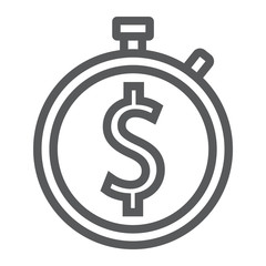 Time is money line icon, finance and banking, money sign, vector graphics, a linear pattern on a white background, eps 10.