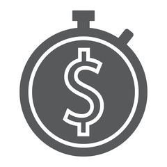 Time is money glyph icon, finance and banking, money sign, vector graphics, a solid pattern on a white background, eps 10.