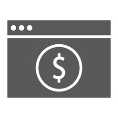 Online banking glyph icon, finance and banking, payment sign, vector graphics, a solid pattern on a white background, eps 10.