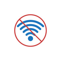 No Wifi flat icon, vector sign, colorful pictogram isolated on white. Wifi forbidden areas symbol, logo illustration. Flat style design