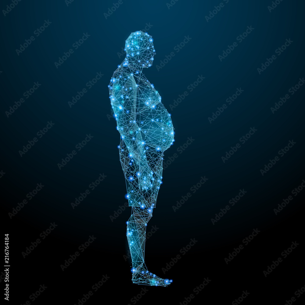 Aufkleber abstract image of a obesity male in the form of a starry sky or space, consisting of points, lines, 