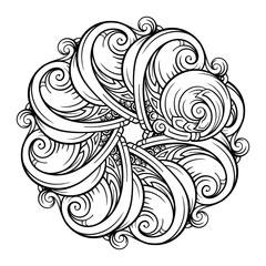 Vector abstract black and white ethnic mandala motif
