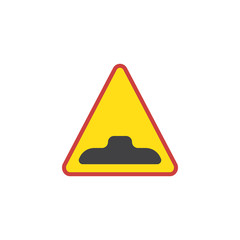 Bump warning traffic sign flat icon, vector sign, colorful pictogram isolated on white. Symbol, logo illustration. Flat style design