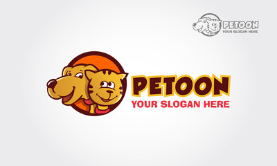 Petoon Vector Logo Illustration. Vector pet shop logo design templates in cartoon style.
