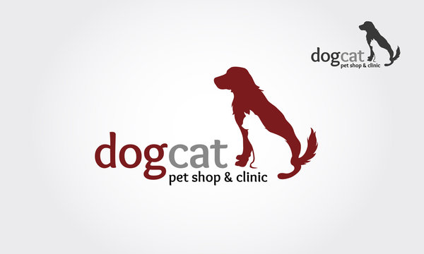 DogCat Pet Shop & Clinic Vector Logo Template. This logo could be use as logo of pet shop, pet clinic, or others 