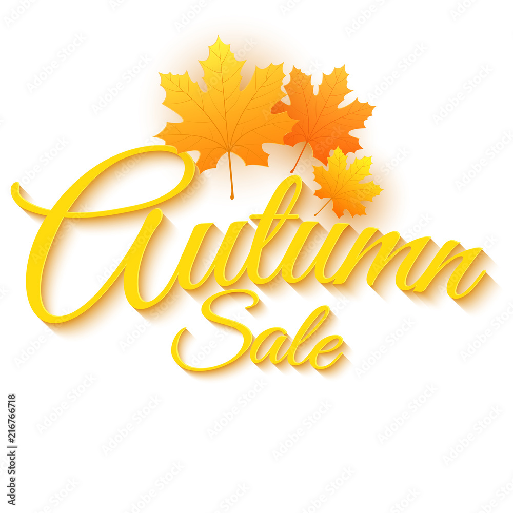 Wall mural web banner for autumn sale. advertising seasonal banner. invitation greeting card. maple leaves. cal