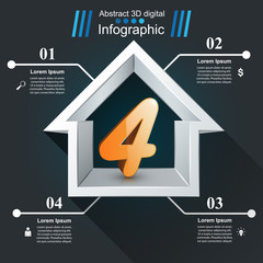 House abstract 3d icon. Business infographic. Vector eps10