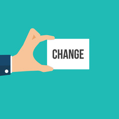 Man showing paper CHANGE text