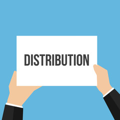 Man showing paper DISTRIBUTION text