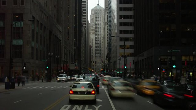 Timelapse zoom in of LaSalle Street Chicago Illinois