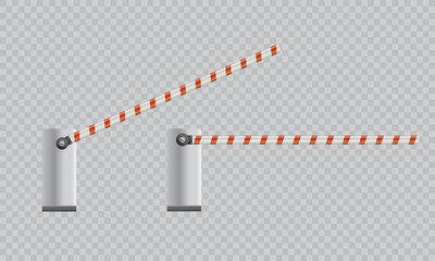 Prohibited input symbol, concept of closed path barrier not allowing cars to ride, vector illustration, isolated on transparent background. Prohibited, the concept of a closed road. Stop.