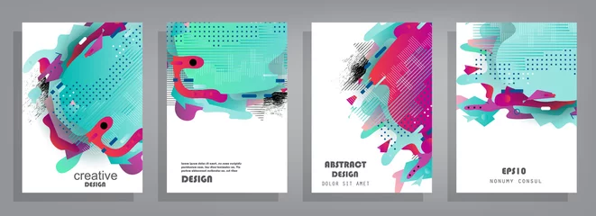 Fototapeten Covers templates set with graphic geometric elements. Applicable for brochures, posters, covers and banners. Vector illustrations. © mechkalo