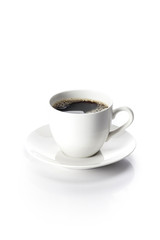 coffee cup with espresso isolated white.