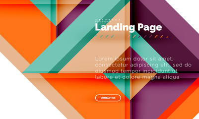 Square shape geometric abstract background, landing page web design template