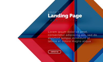 Square shape geometric abstract background, landing page web design template