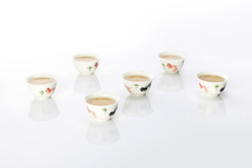 chinese per tea cup on the white bottom.