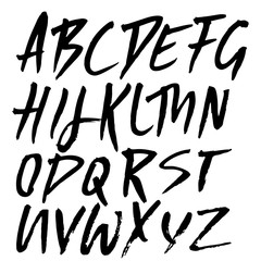 Hand drawn modern dry brush lettering. Grunge style alphabet. Handwritten font. Vector illustration.