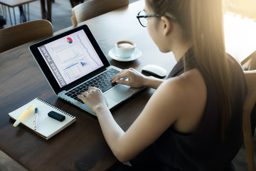 young women working and used computer, working concept..