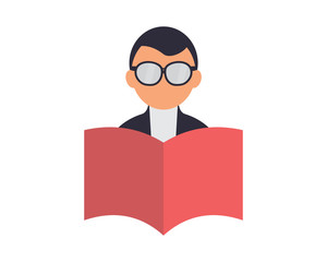 man read book avatar portrait person people image vector icon logo