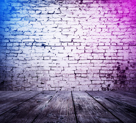 bricks room with neon lights