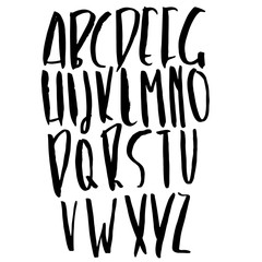 Hand drawn modern dry brush lettering. Grunge style alphabet. Handwritten font. Vector illustration.