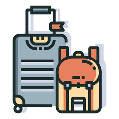 Baggages Line Color Icon