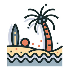 Beach Line Color Icon