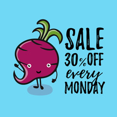 cartoon vector ilustration beetroot with text 