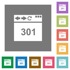 Browser 301 Moved Permanently square flat icons