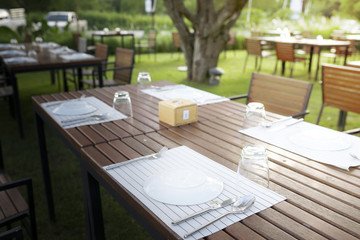 Table setup for party in the garden