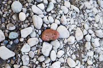 red stone at the river
