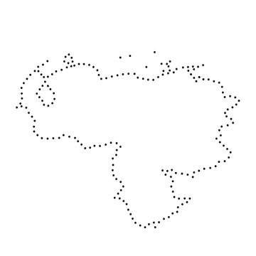 Venezuela abstract schematic map from the black dots along the perimeter. Vector illustration.