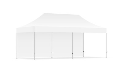 Pop up canopy tent with one wall - half side view. Vector illustration