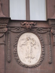 Fragment of the facade of the building with elements of an architectural decor, Russian Art Nouveau, St. Petersburg 